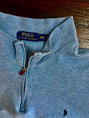 Polo by Ralph Lauren Men’s Light Blue Quarter-Zip Sweater